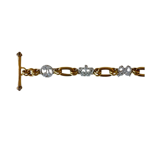 Juicy Couture Pave Cherries, Bow, Crown and J Shield Link Charm Bracelet - Picture 3 of 3